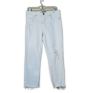 Kut from the Kloth Rachael Fab Ab Mom Jean White Distressed Hi Rise 10 READ